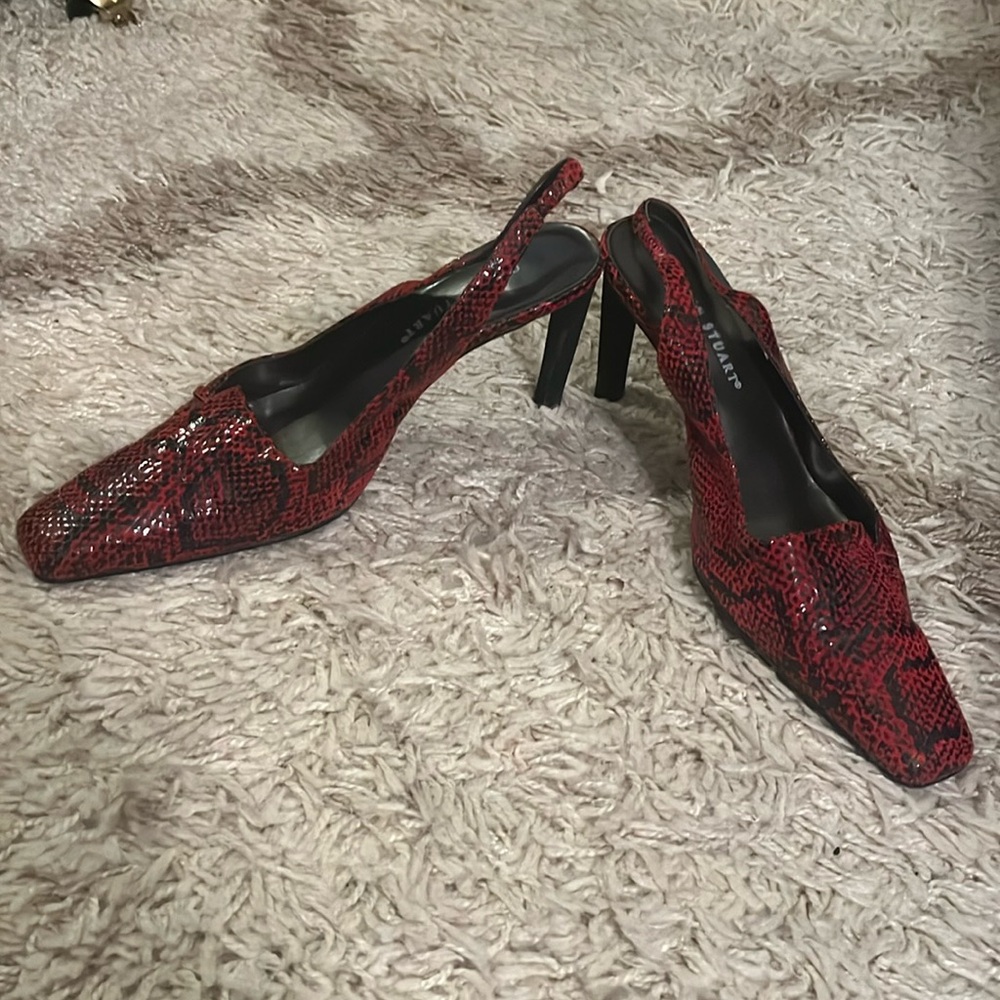 Vintage Colin Stuart Red Snakeskin Slingbacks